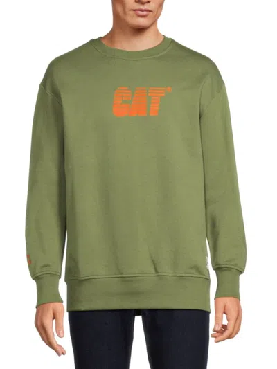 Cat Workwear Men's Logo Sweatshirt In Military Green