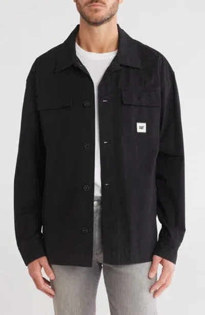 Cat Wwr Canvas Heavyweight Shirt Jacket In Black