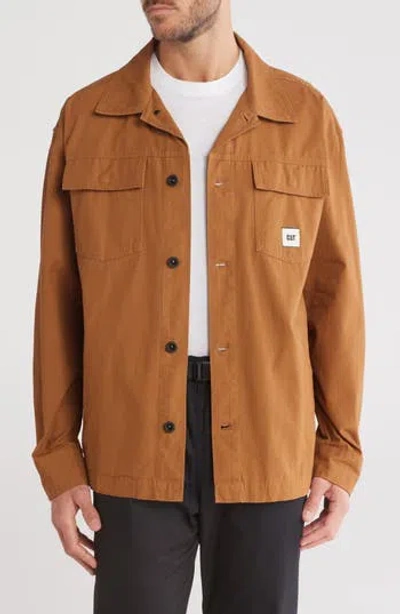 Cat Wwr Canvas Heavyweight Shirt Jacket In Bronze