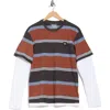 Cat Wwr Heavyweight Long Sleeve Twofer T-shirt In Brown