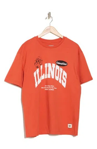 Cat Wwr Illinois Cotton Graphic T-shirt In Chili