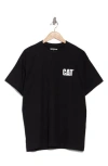 Cat Wwr Logo Heavyweight Cotton T-shirt In Pitch Black