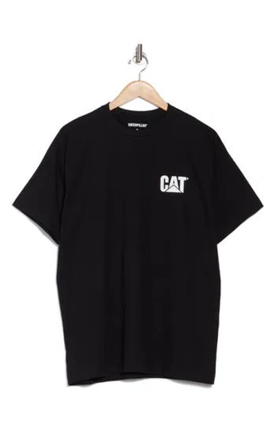 Cat Wwr Logo Heavyweight Cotton T-shirt In Pitch Black