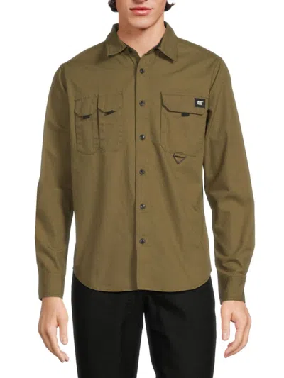Cat Wwr Men's Solid Utility Shirt In Military Olive