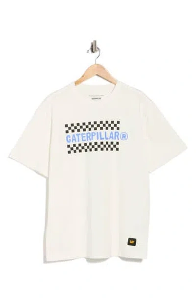 Cat Wwr Relaxed Fit Check Graphic T-shirt In White