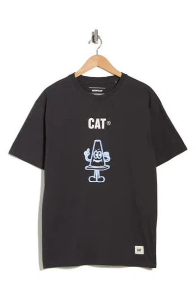 Cat Wwr Relaxed Fit Cone Graphic T-shirt In Black