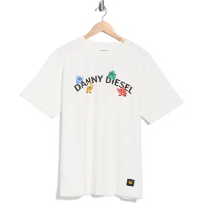 Cat Wwr Relaxed Fit Danny Diesel Graphic T-shirt In White