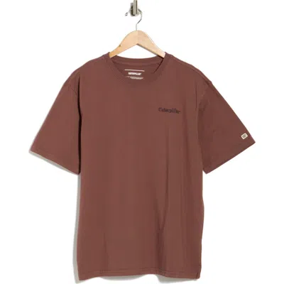 Cat Wwr Relaxed Fit Embroidered Heavyweight Cotton T-shirt In Brown