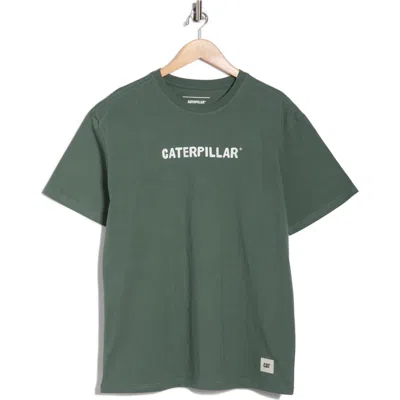 Cat Wwr Relaxed Tractor Cotton Graphic T-shirt In Green
