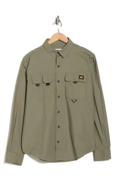 Cat Wwr Utility Button-up Shirt In Green