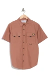 Cat Wwr Utility Short Sleeve Button-up Cotton Shirt In Brown