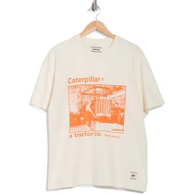 Cat Wwr Vintage Mechanic Cotton Graphic T-shirt In Vanilla
