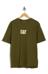 Cat Wwr Washed Logo Heavyweight T-shirt In Green
