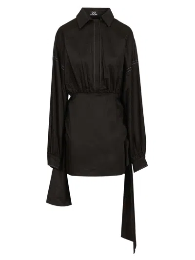 Catalina Abito Corto In Cotone Con Nodo Frontale Dresses Black