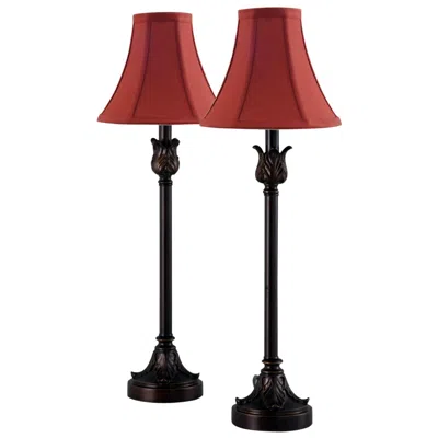 Catalina Brenda 25.75" High Bronze Buffet Lamp Set Of 2 In Red