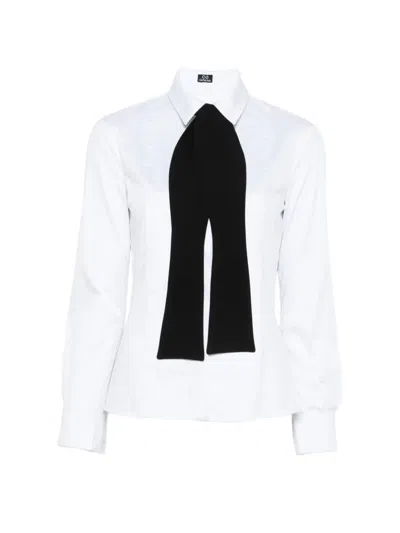 Catalina D'anglade Crystal-cuff Scarf Shirt In White