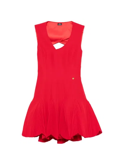 Catalina D'anglade V-neck Pleated Dress In Red