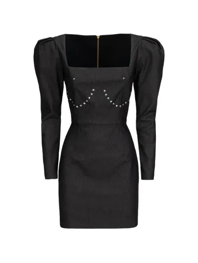 Catalina Diamond Rhinestone-embellished Mini Dress In Black