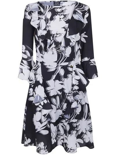 Catalina "ex Rhea" Georgette Mini Dress" In Black