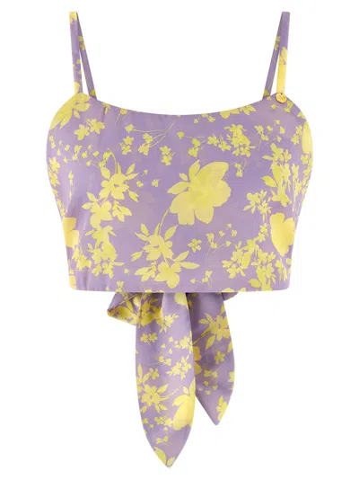 Catalina Floral Crop Top In Purple
