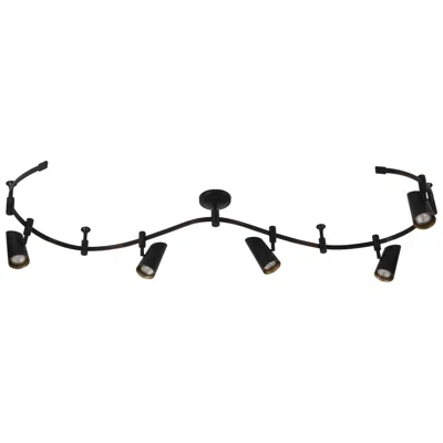 Catalina Lunar 96" Wide 5-light Black & Gold Led Flex Track