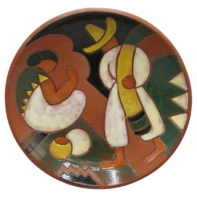 Pre-owned Catalina Pottery Antique Art Deco Californian Mexican Art Pottery Ceramic Charger Bowl Mission In Brown