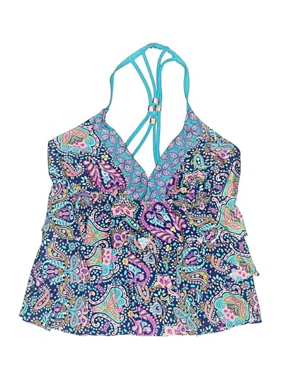 Pre-owned Catalina Swimsuit Top Blue Paisley Pattern Swimwear