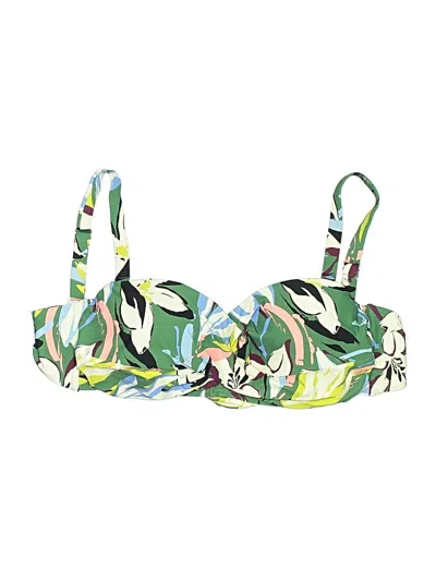 Pre-owned Catalina Swimsuit Top Green Tropical Pattern Swimwear