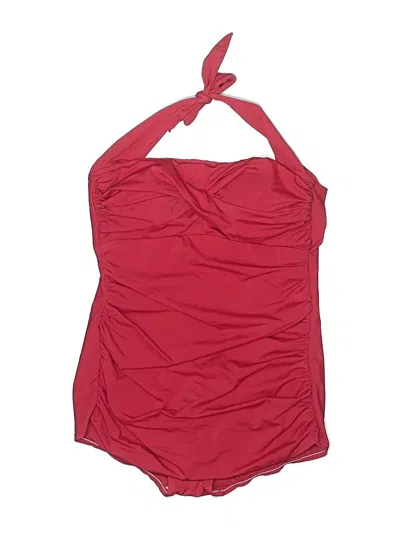 Pre-owned Catalina Swimsuit Top Red Solid Pattern Swimwear