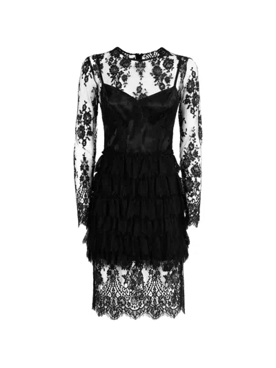 Catalina Timeless Chantilly-lace Dress In Black