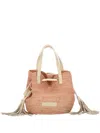 Catarzi Logo-patch Raffia Tote Bag In Brown