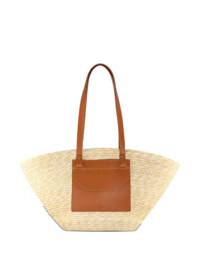 Catarzi Leather-trimmed Straw Tote Bag In Brown