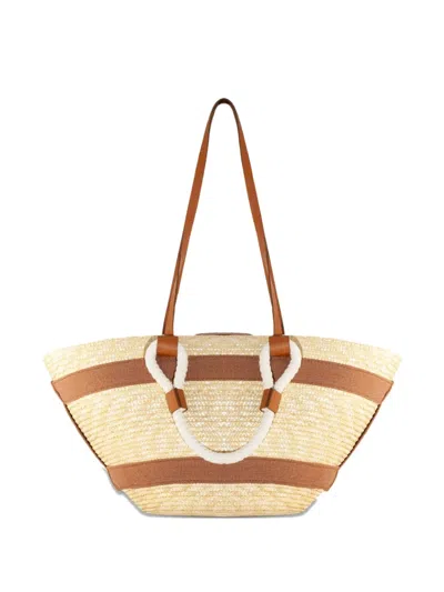 Catarzi Straw Leather-handle Tote Bag In Neutral