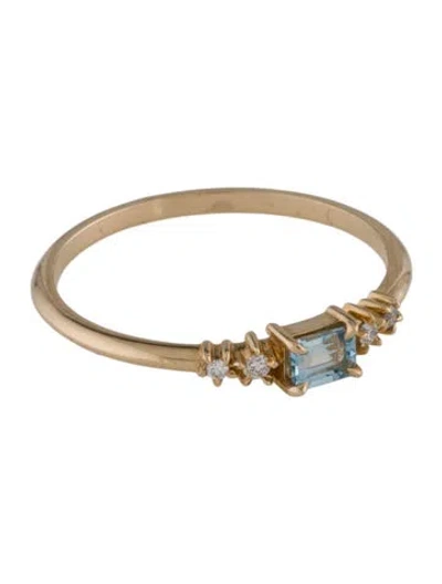 Pre-owned Catbird 14k Aquamarine & Diamond Cocktail Ring In Multi