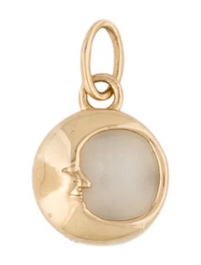 Pre-owned Catbird 14k Moonstone Moon & Star Charm, 0.5" In Multi