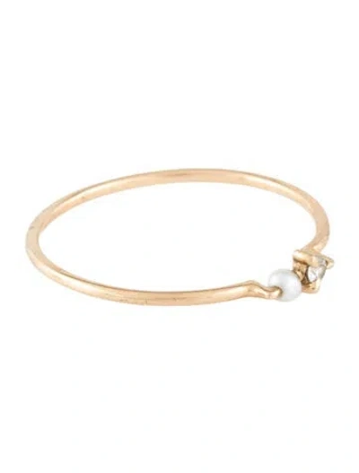 Pre-owned Catbird 14k Pearl & Diamond Dewdrop Ring In Multi