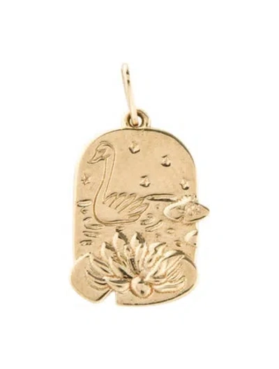 Pre-owned Catbird 14k Water Lily Poem Charm In Multi