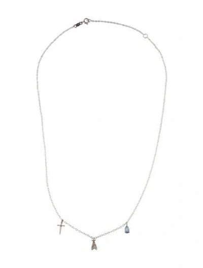 Pre-owned Catbird Topaz Three Charm Station Necklace, 18" In Multi