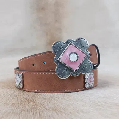 Catchfly Women's Concho Belt In Brown & Pink