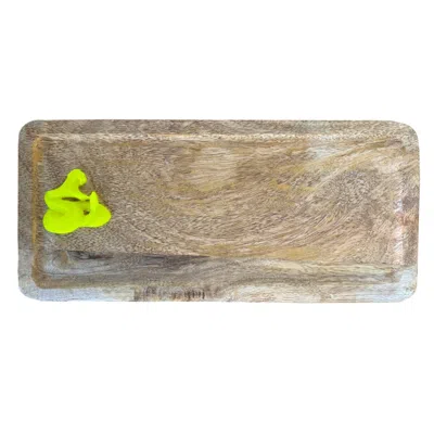 Catchii Wooden Tray Natural With Neon Yellow Snake