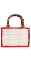 Caterina Bertini Knit Pouchette Bag White/red In White/red
