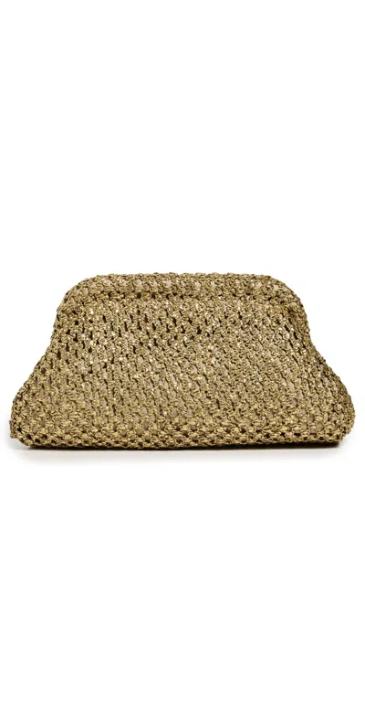 Caterina Bertini Woven Clutch Gold