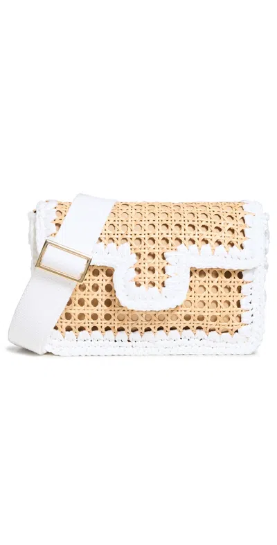 Caterina Bertini Woven Crossbody Bag Nat/white 01 In Nat /white 01