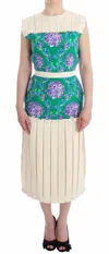 Caterina Gatta Multicolor Dress Gown Floral Sleeveless Gown In Blue