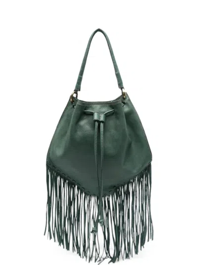 Caterina Lucchi Adelaide Fringe-trimmed Leather Shoulder Bag In Green