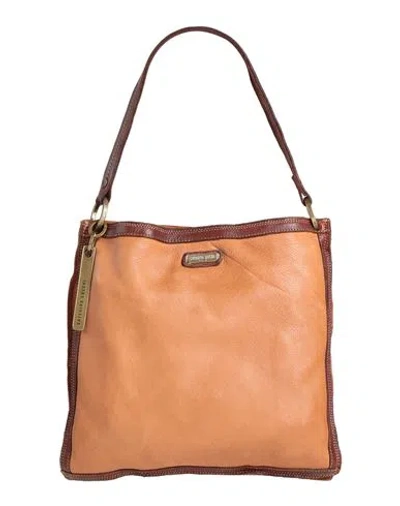 Caterina Lucchi Gold Clara Woman Handbag Camel Size - Calfskin, Cowhide In Sand