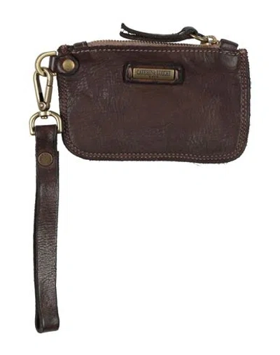 Caterina Lucchi Gold Flavia Woman Pouch Dark Brown Size - Calfskin, Cow Leather, Cotton