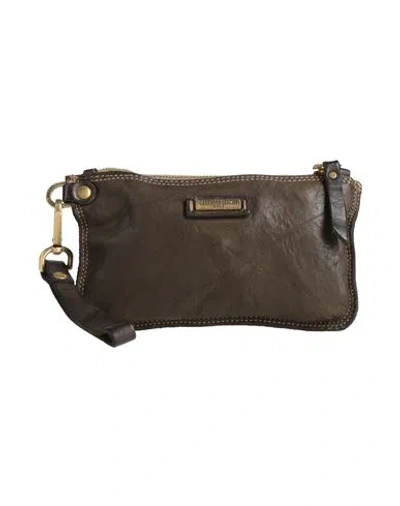 Caterina Lucchi Gold Flavia Woman Pouch Dark Green Size - Calfskin, Cow Leather, Cotton, Polyester