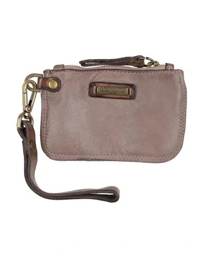 Caterina Lucchi Gold Flavia Woman Pouch Taupe Size - Calfskin, Cow Leather, Cotton In Gray