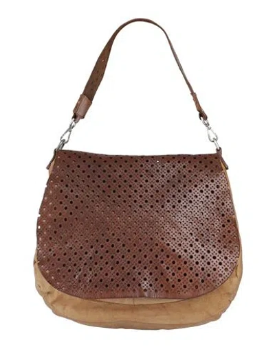 Caterina Lucchi Gold Woman Handbag Brown Size - Cowhide, Textile Fibers